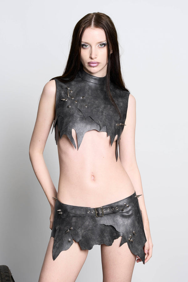 NAMILIA Shredded Top - Black Washed, xs - Black Washed