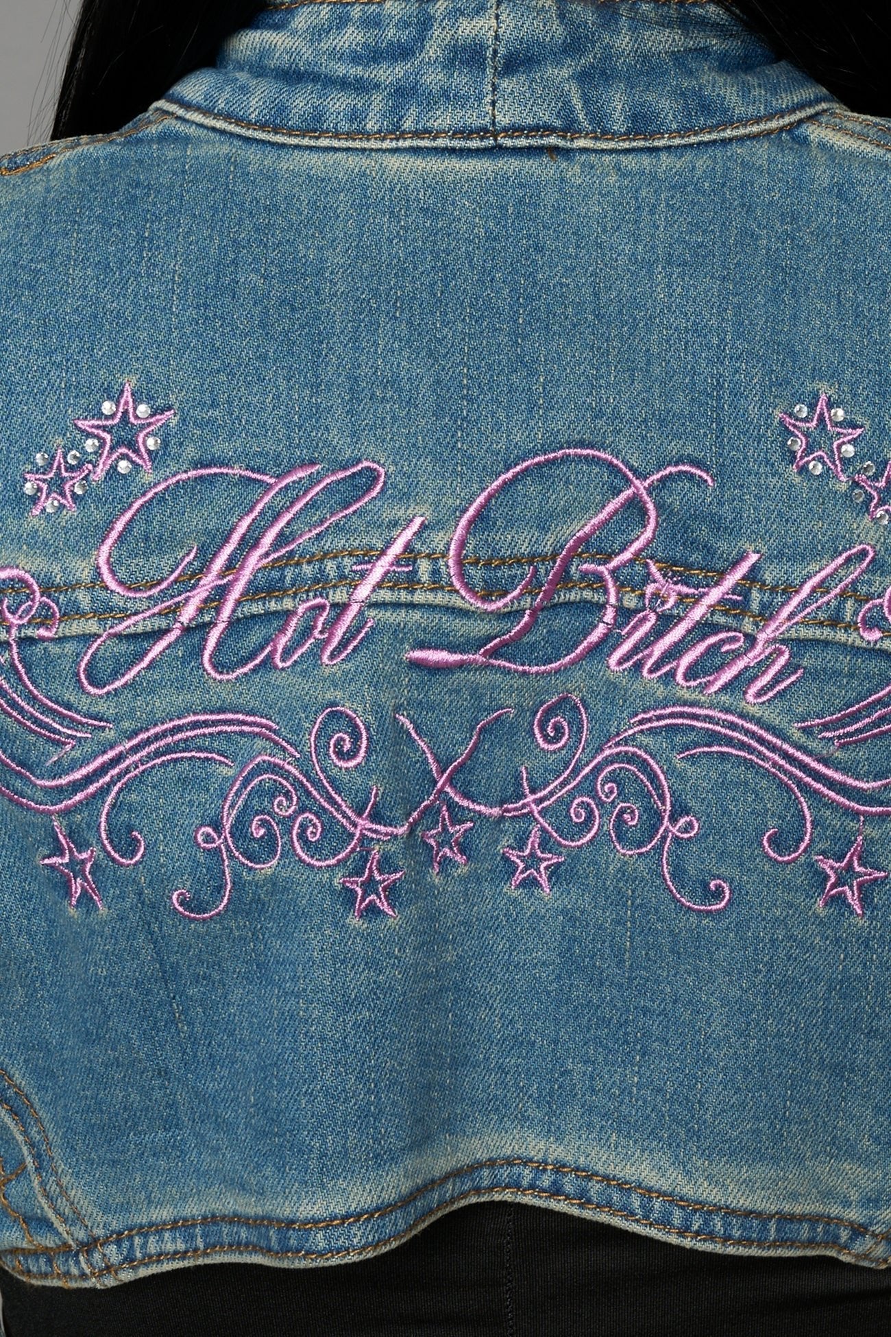 NAMILIA Spike Denim Bolero Jacket - BLUE, xs
