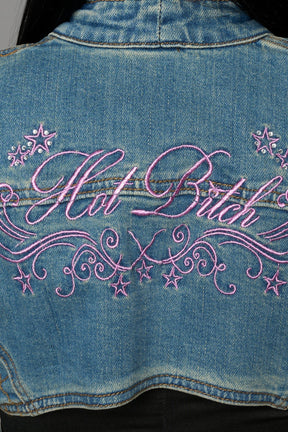 NAMILIA Spike Denim Bolero Jacket - BLUE, xs