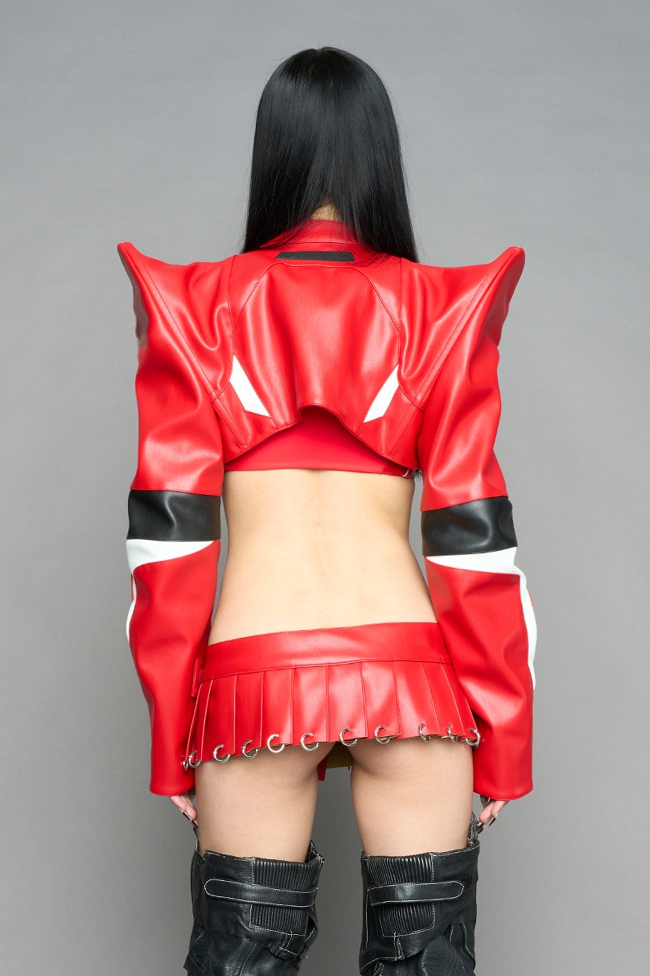 NAMILIA Spike Moto Bolero Jacket - RED, xs