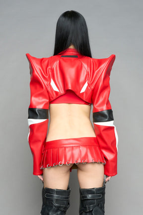 NAMILIA Spike Moto Bolero Jacket - RED, xs