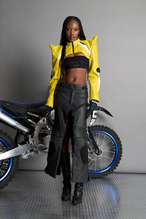 NAMILIA Spike Moto Bolero Jacket - YELLOW, xs - YELLOW