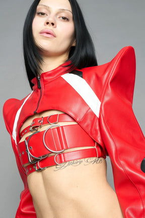 NAMILIA Spike Moto Bolero Jacket - RED, xs