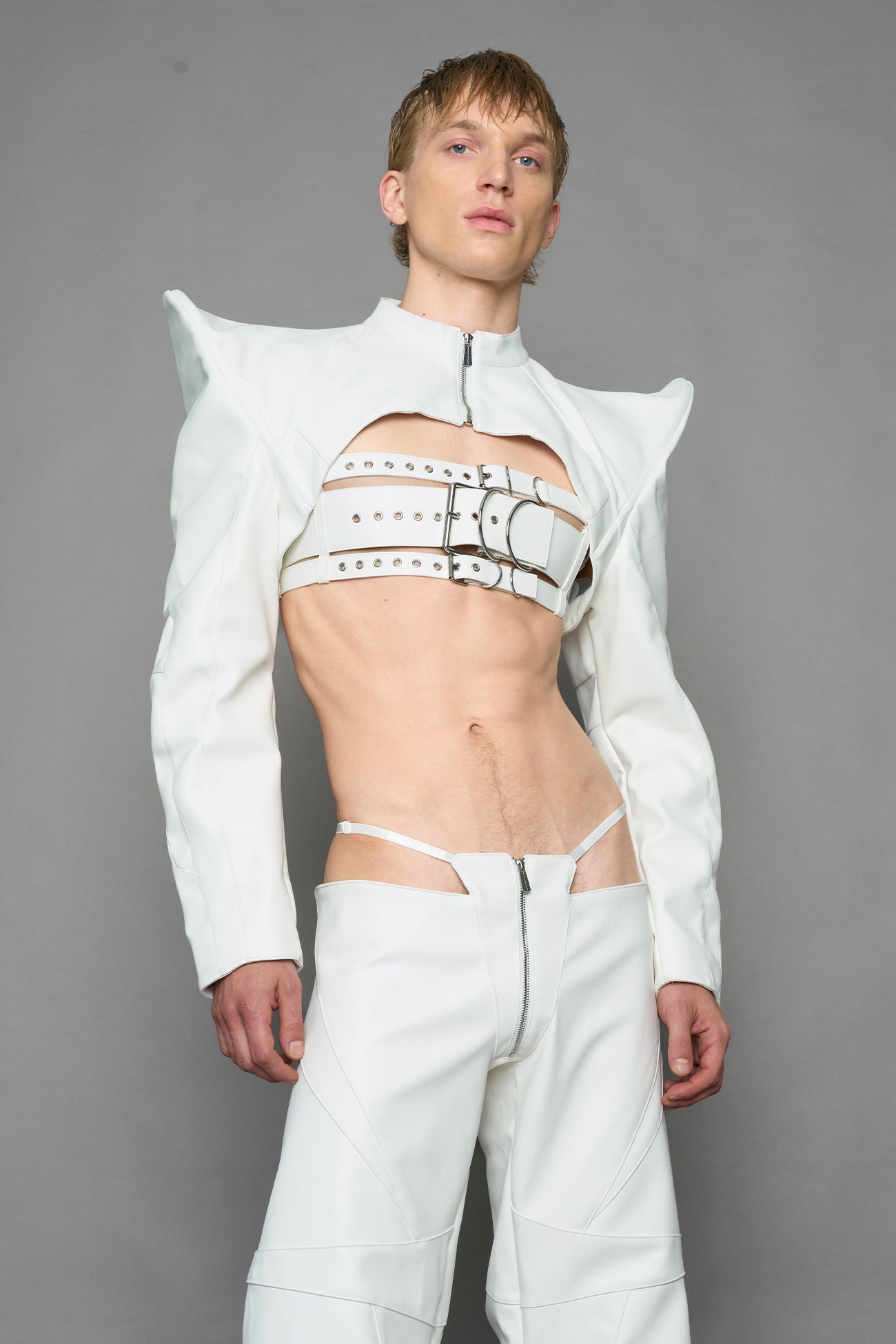 NAMILIA Spike Moto Bolero Jacket - WHITE, xs