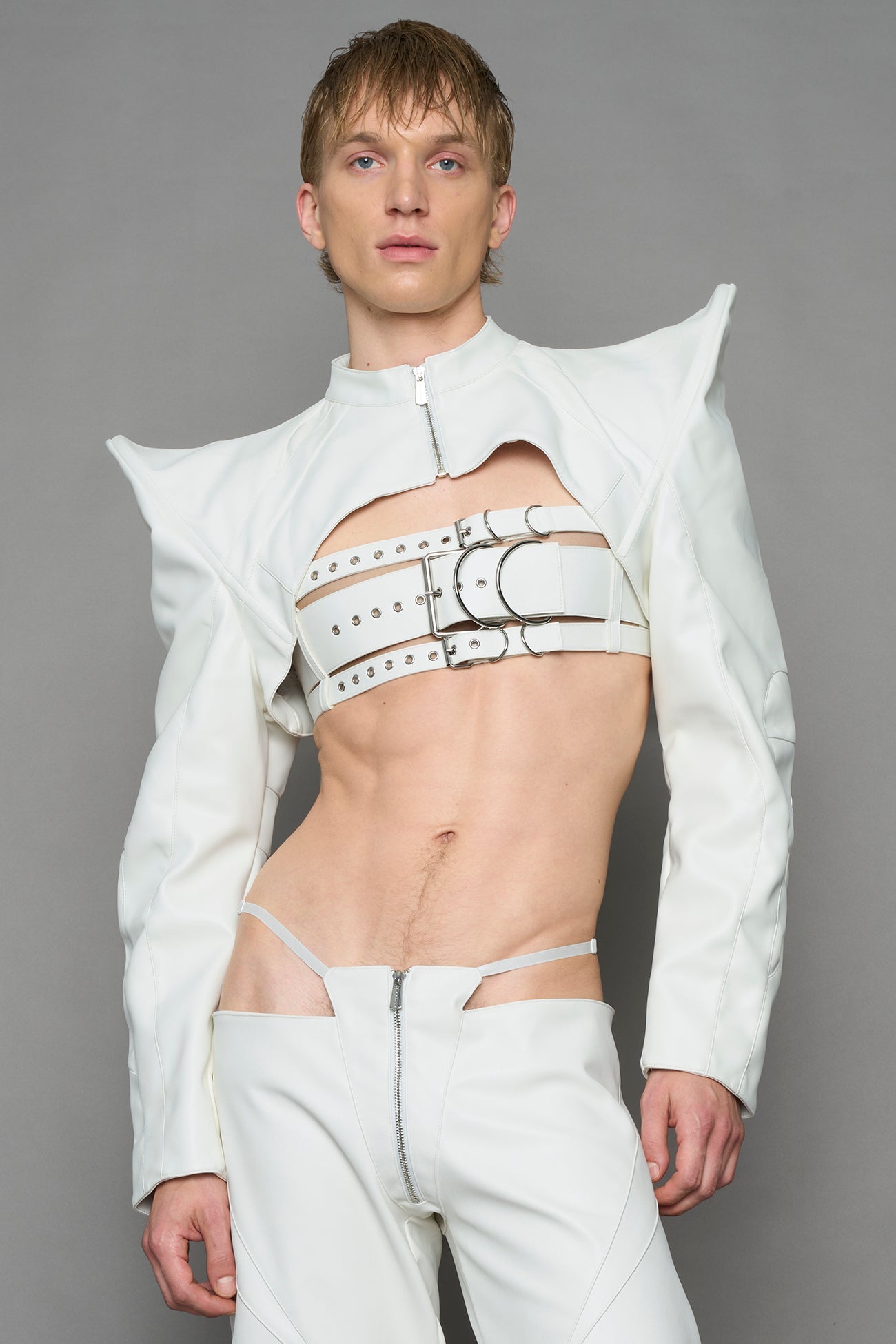 NAMILIA Spike Moto Bolero Jacket - WHITE, xs