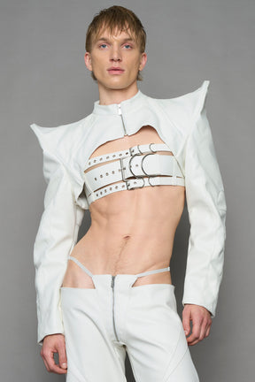 NAMILIA Spike Moto Bolero Jacket - WHITE, xs