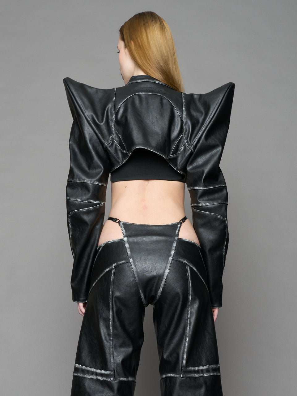 NAMILIA Spike Moto Bolero Jacket Black Washed - BLACK WASHED, xs