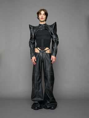 NAMILIA Spike Moto Bolero Jacket Black Washed - BLACK WASHED, xs