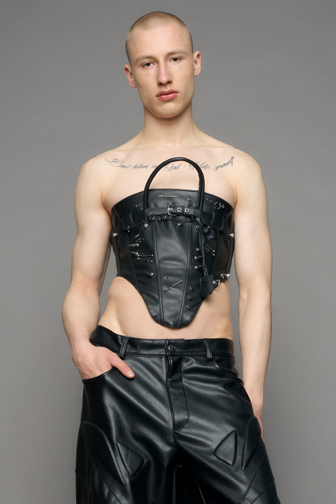 NAMILIA Studded Heiress Handbag Corset - black silver, xs