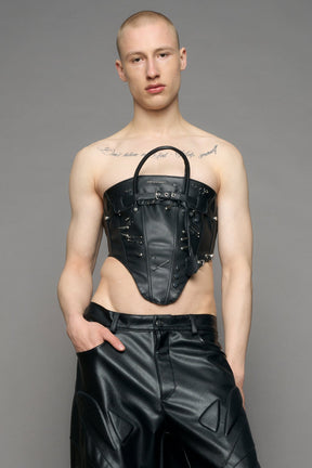 NAMILIA Studded Heiress Handbag Corset - black silver, xs