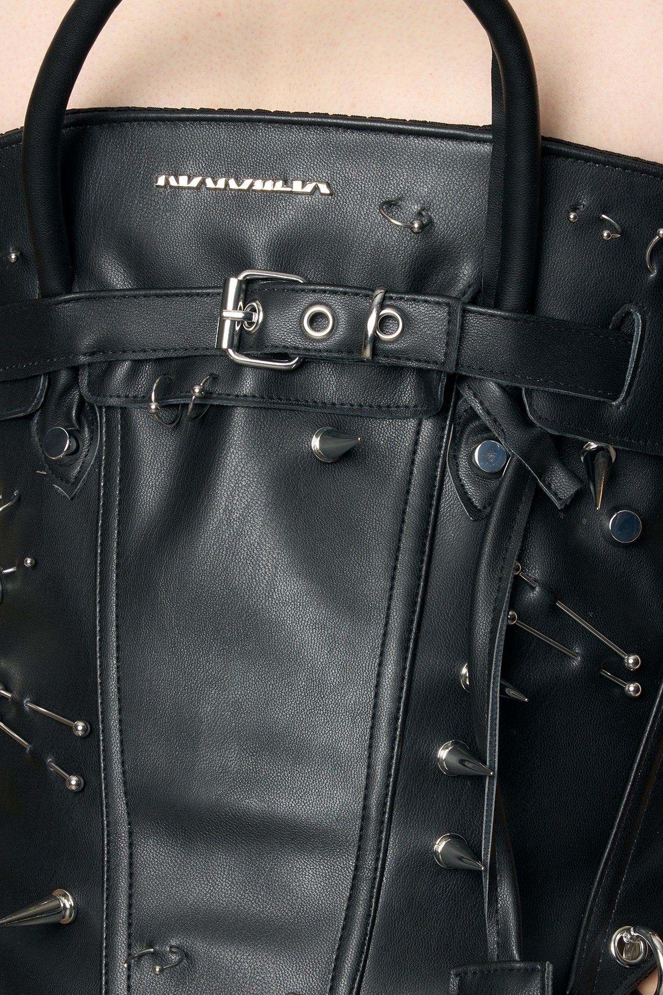 NAMILIA Studded Heiress Handbag Corset - black silver, xs