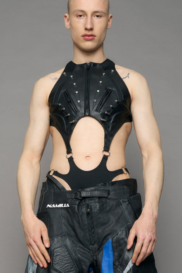 NAMILIA Studded Octane Moto Body Pouch Panty - black silver, xs