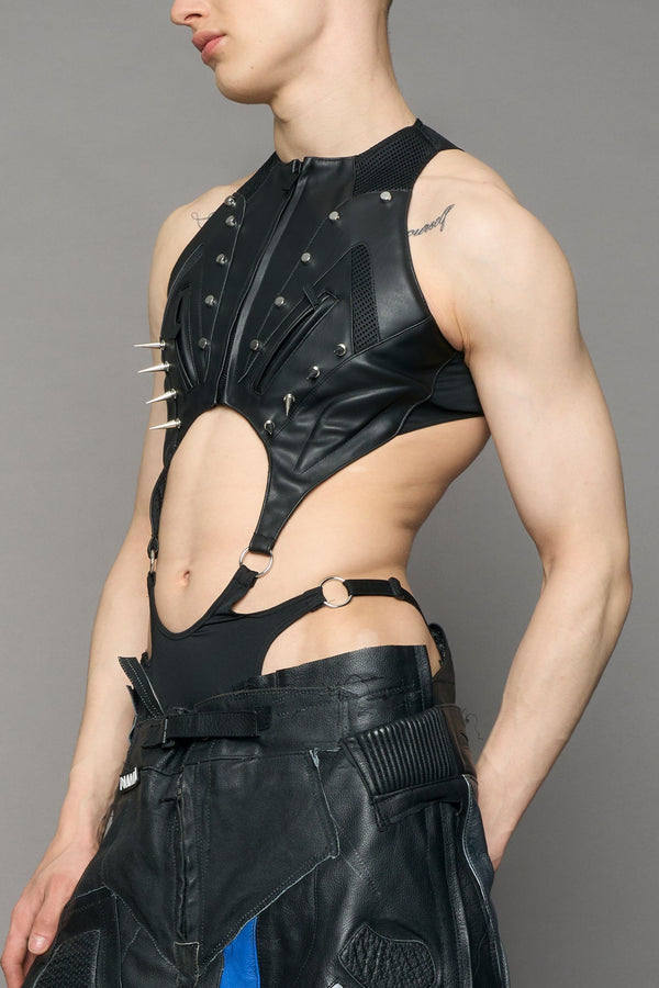 NAMILIA Studded Octane Moto Body Pouch Panty - black silver, xs - black silver