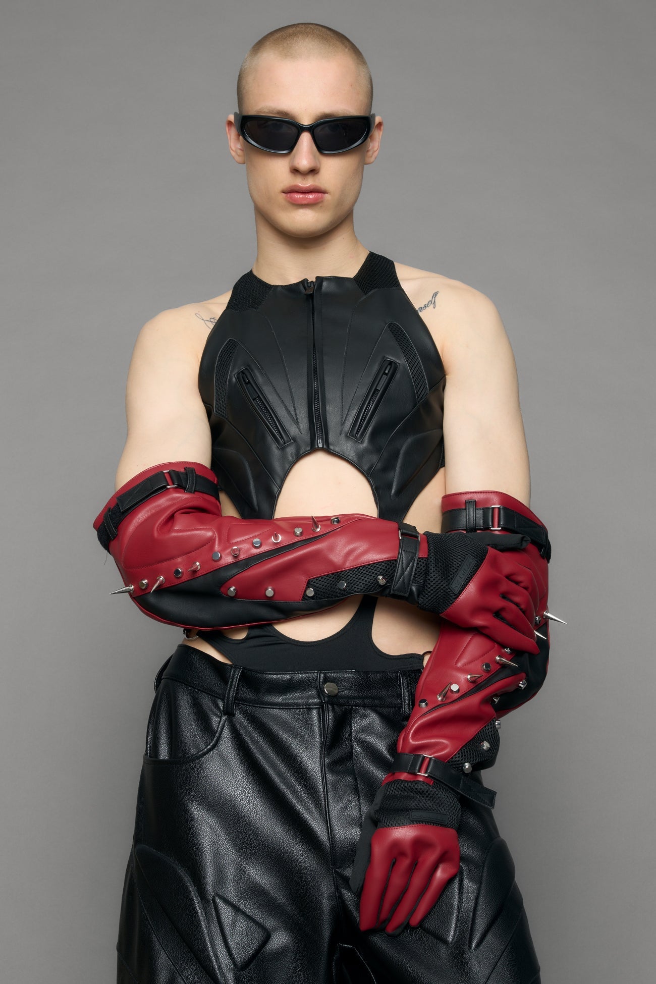 NAMILIA Studded Octane Moto Gloves - red, s