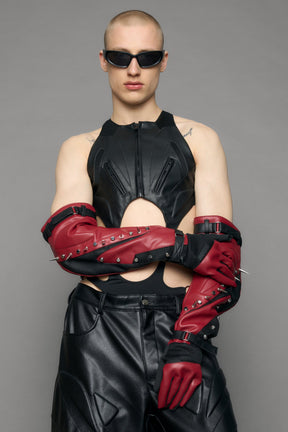 NAMILIA Studded Octane Moto Gloves - red, s