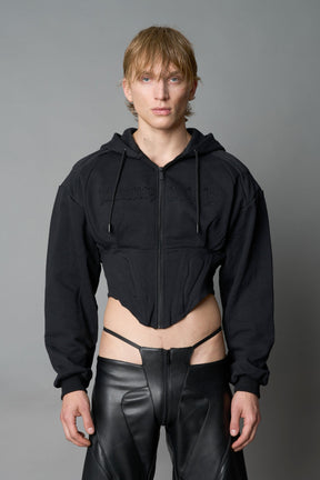 NAMILIA Sweat Corset Zip Hoodie - BLACK, xs
