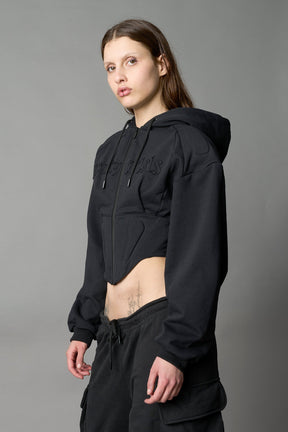 NAMILIA Sweat Corset Zip Hoodie - BLACK, xs