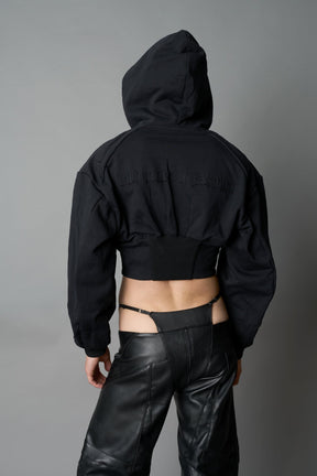 NAMILIA Sweat Corset Zip Hoodie - BLACK, xs