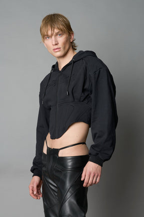 NAMILIA Sweat Corset Zip Hoodie - BLACK, xs
