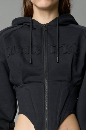 NAMILIA Sweat Corset Zip Hoodie - BLACK, xs
