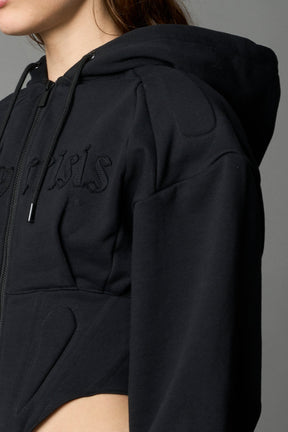 NAMILIA Sweat Corset Zip Hoodie - BLACK, xs