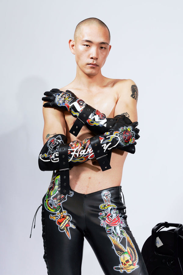 NAMILIA Tattoo Belt Gloves - Black, s