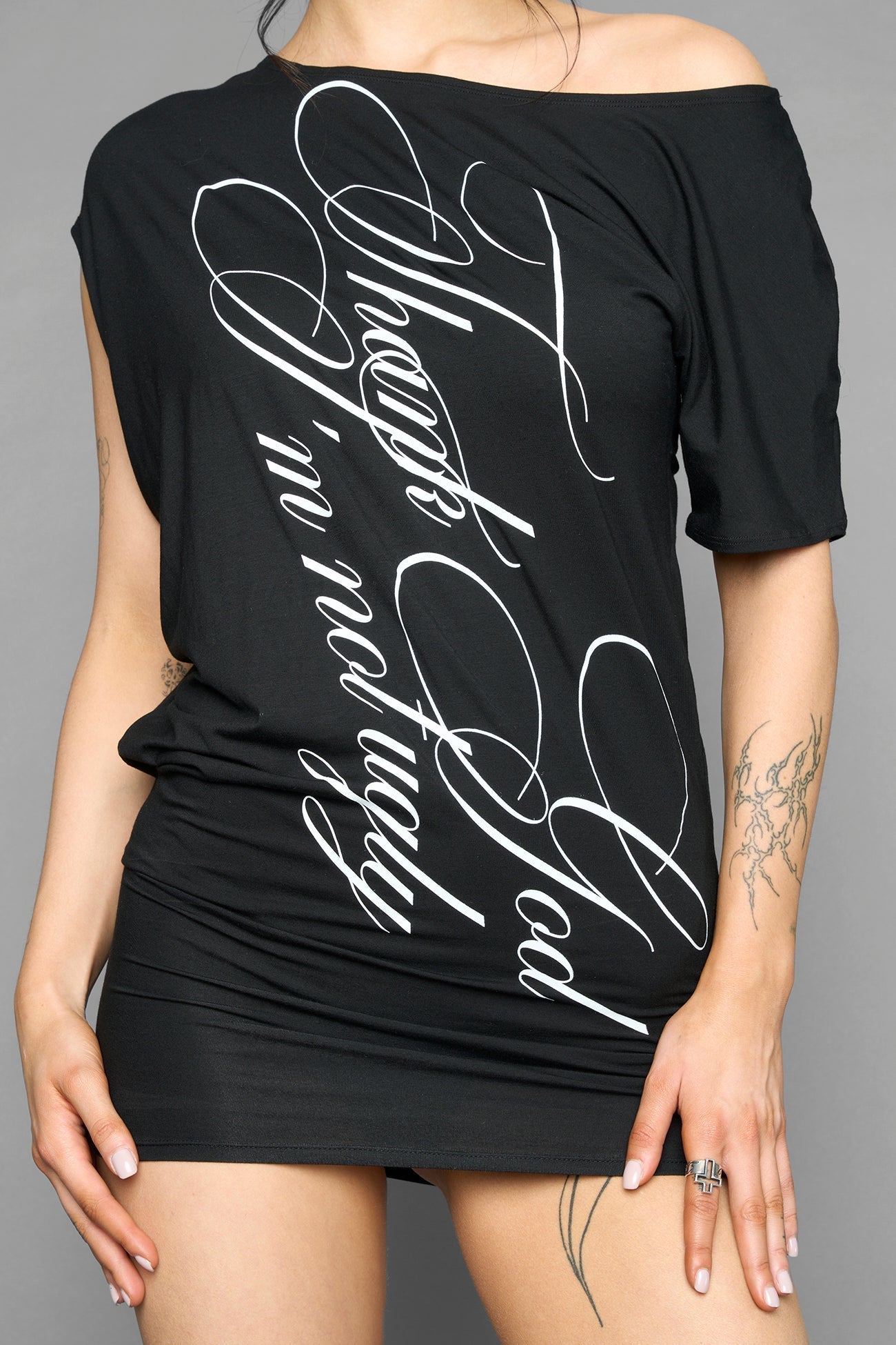 NAMILIA thank god i'm not ugly asymmetric dress - BLACK, xs