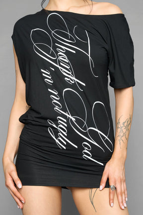 NAMILIA thank god i'm not ugly asymmetric dress - BLACK, xs