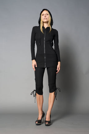 NAMILIA Totally Hooded Mini Dress - BLACK, xs