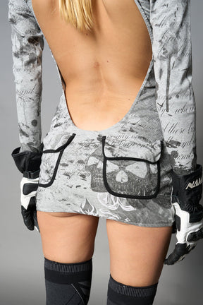 NAMILIA Totally Hooded Mini Dress - GREY-PRINT, xs