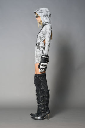 NAMILIA Totally Hooded Mini Dress - GREY-PRINT, xs