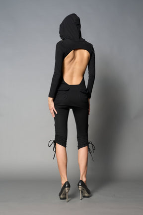 NAMILIA Totally Hooded Mini Dress - BLACK, xs