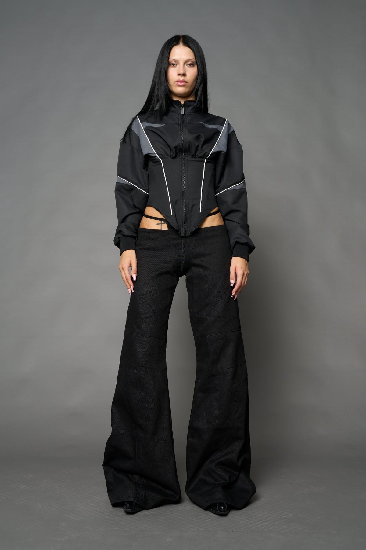 NAMILIA Tracksuit Corset Jacket - BLACK, xs