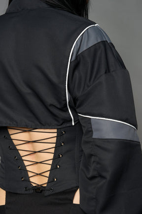 NAMILIA Tracksuit Corset Jacket - BLACK, xs