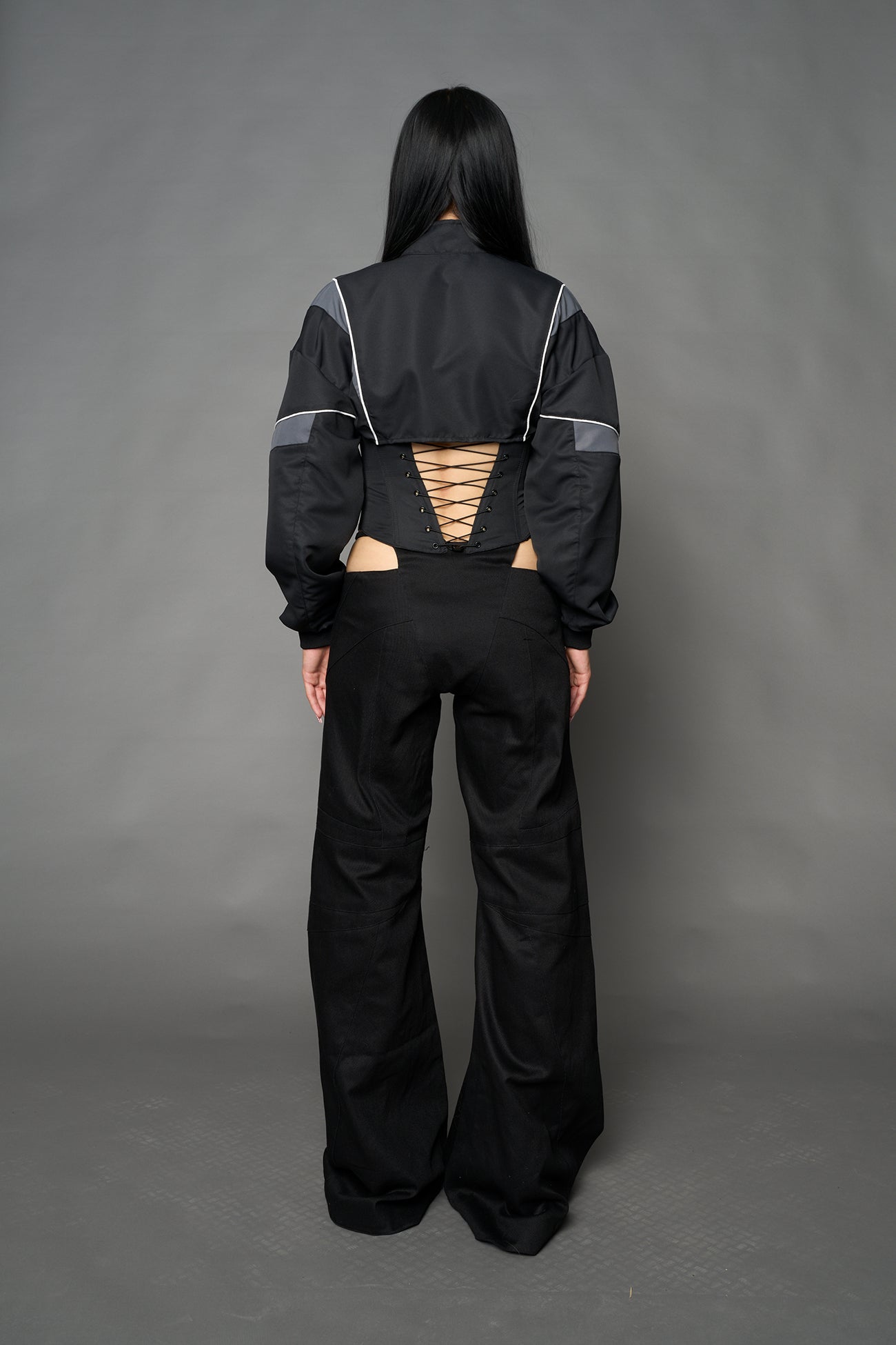 NAMILIA Tracksuit Corset Jacket - BLACK, xs