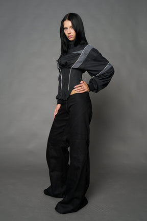 NAMILIA Tracksuit Corset Jacket - BLACK, xs