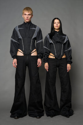 NAMILIA Tracksuit Corset Jacket - BLACK, xs