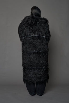 NAMILIA Vip Detachable Faux Fur Coat - BLACK, s