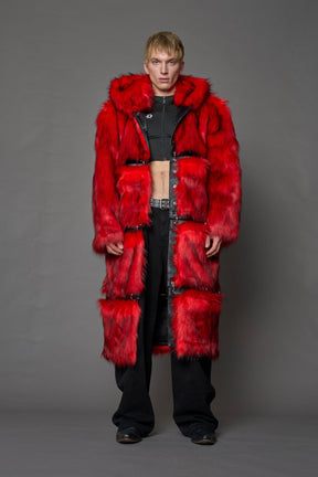 NAMILIA Vip Detachable Faux Fur Coat - RED, s