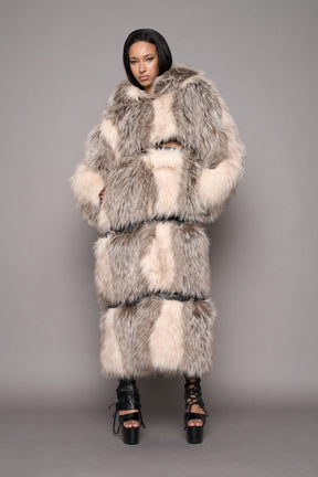 NAMILIA Vip Detachable Faux Fur Coat - dune, s