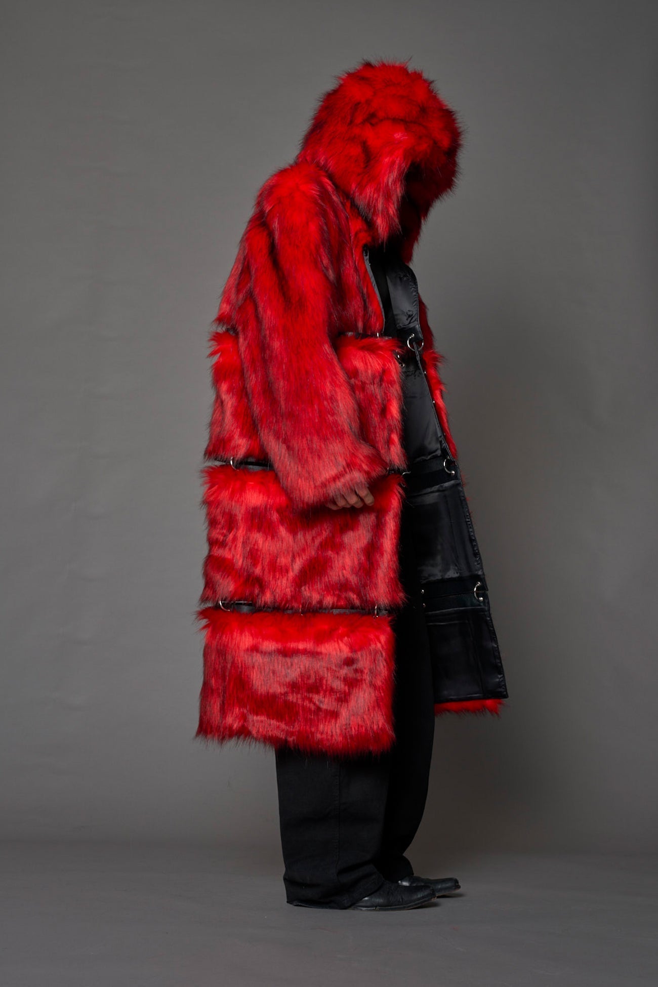 NAMILIA Vip Detachable Faux Fur Coat - RED, s