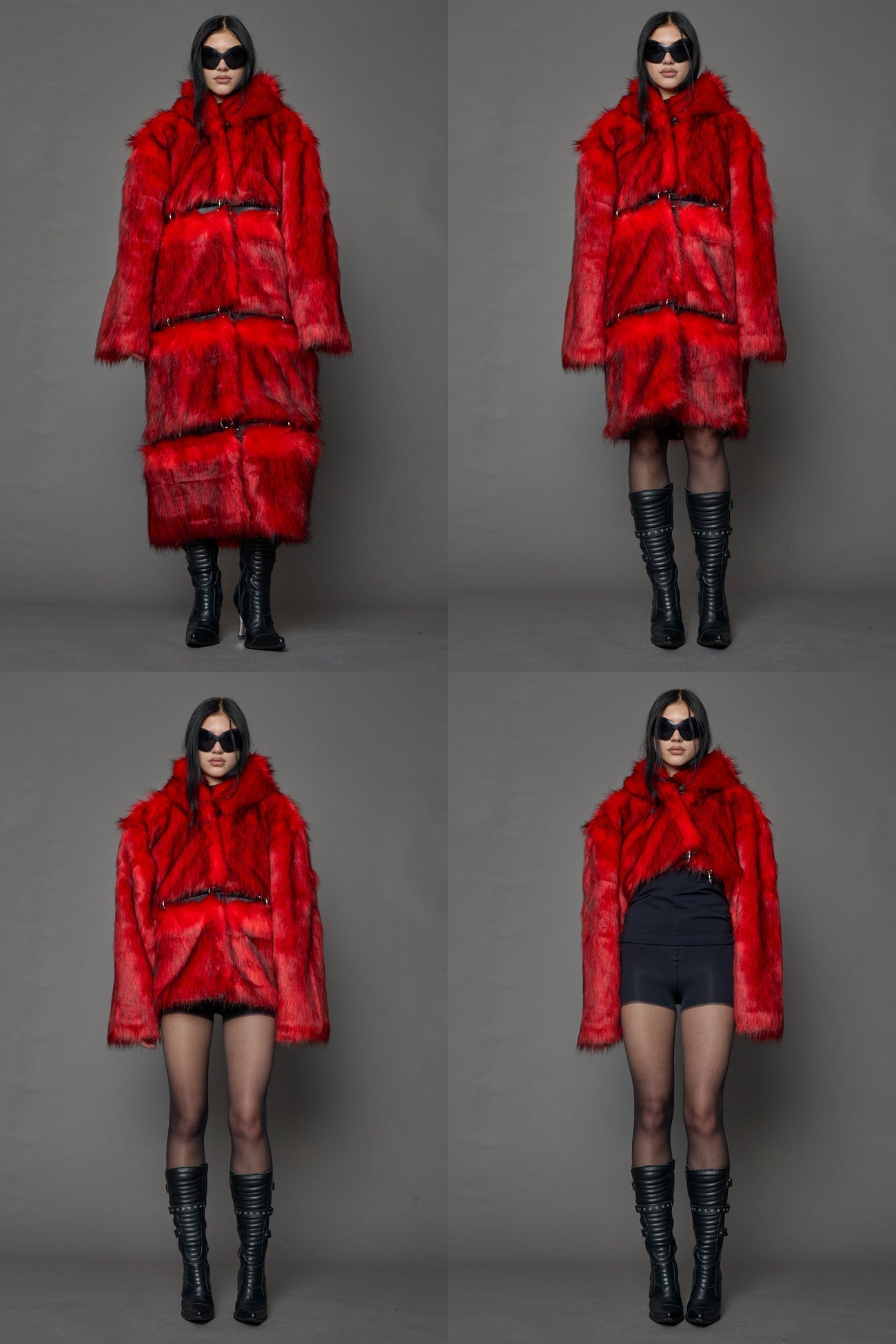 NAMILIA Vip Detachable Faux Fur Coat - RED, s