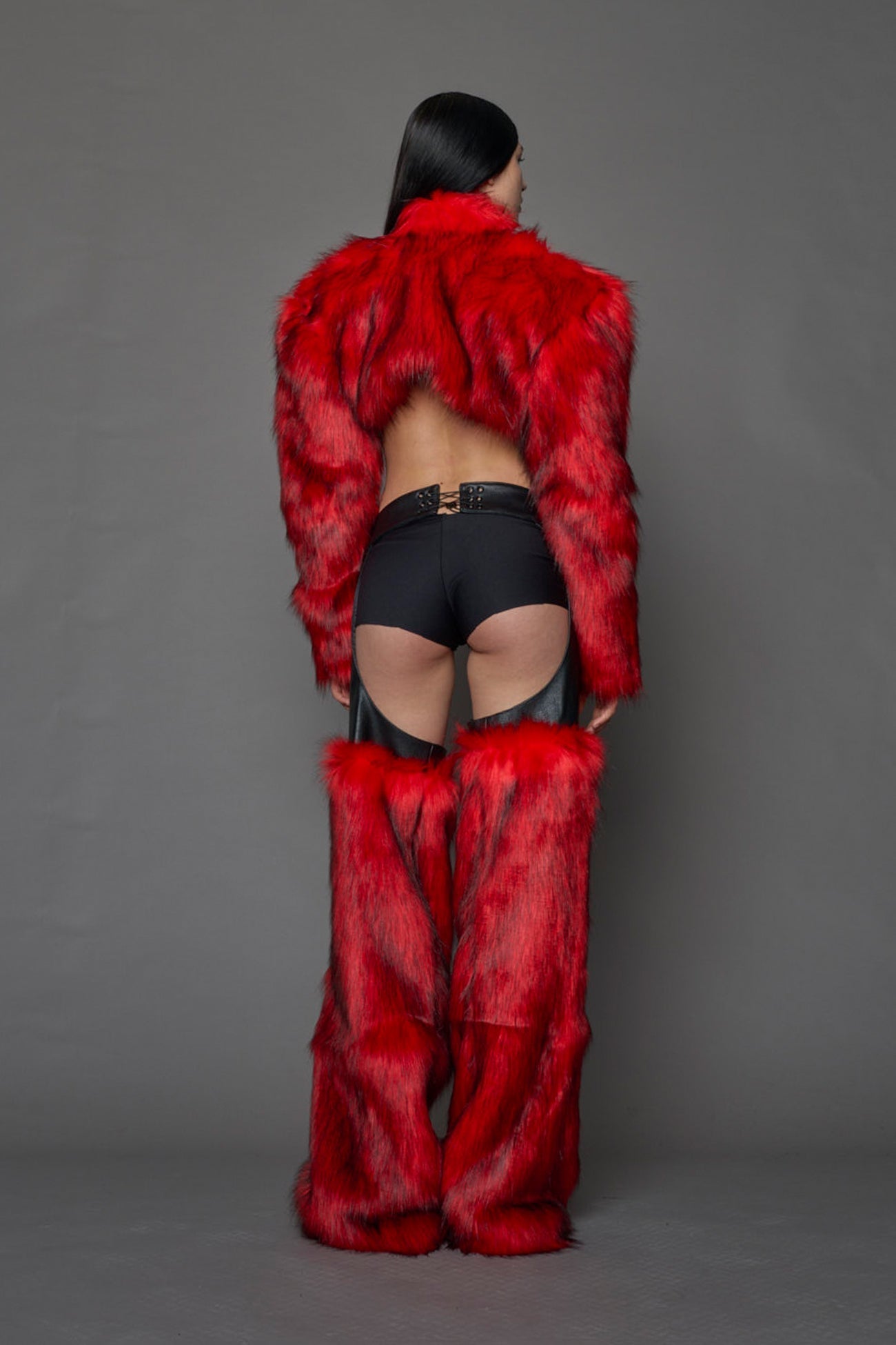 NAMILIA Vip Faux Fur Chaps - RED, xs