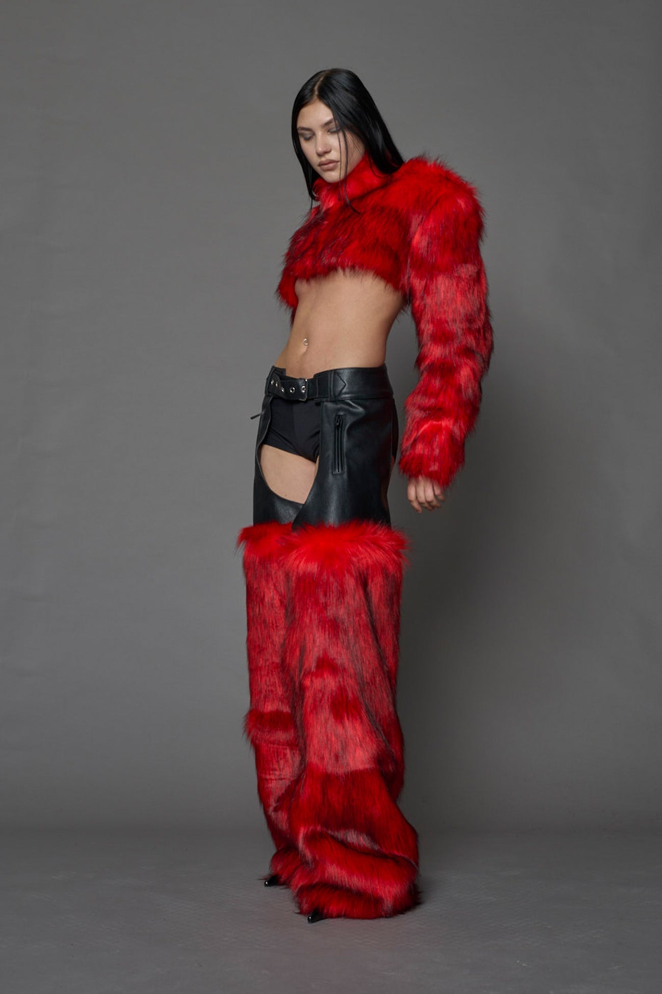 NAMILIA Vip Faux Fur Chaps - RED, xs