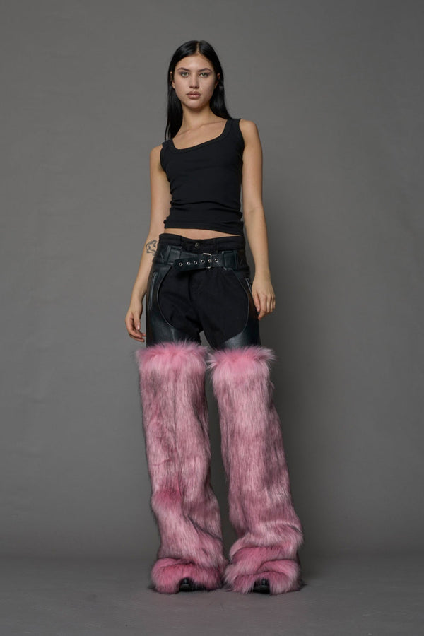 NAMILIA Vip Faux Fur Chaps - PINK, xs - PINK