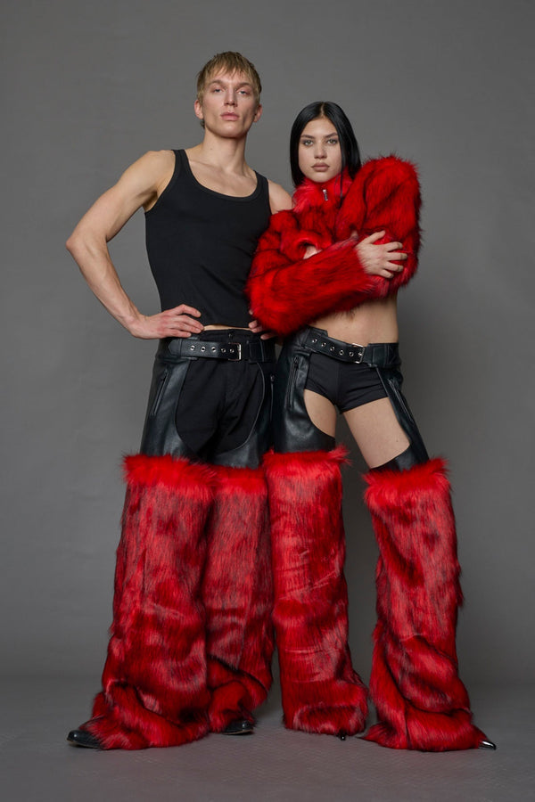 NAMILIA Vip Faux Fur Chaps - RED, xs - RED