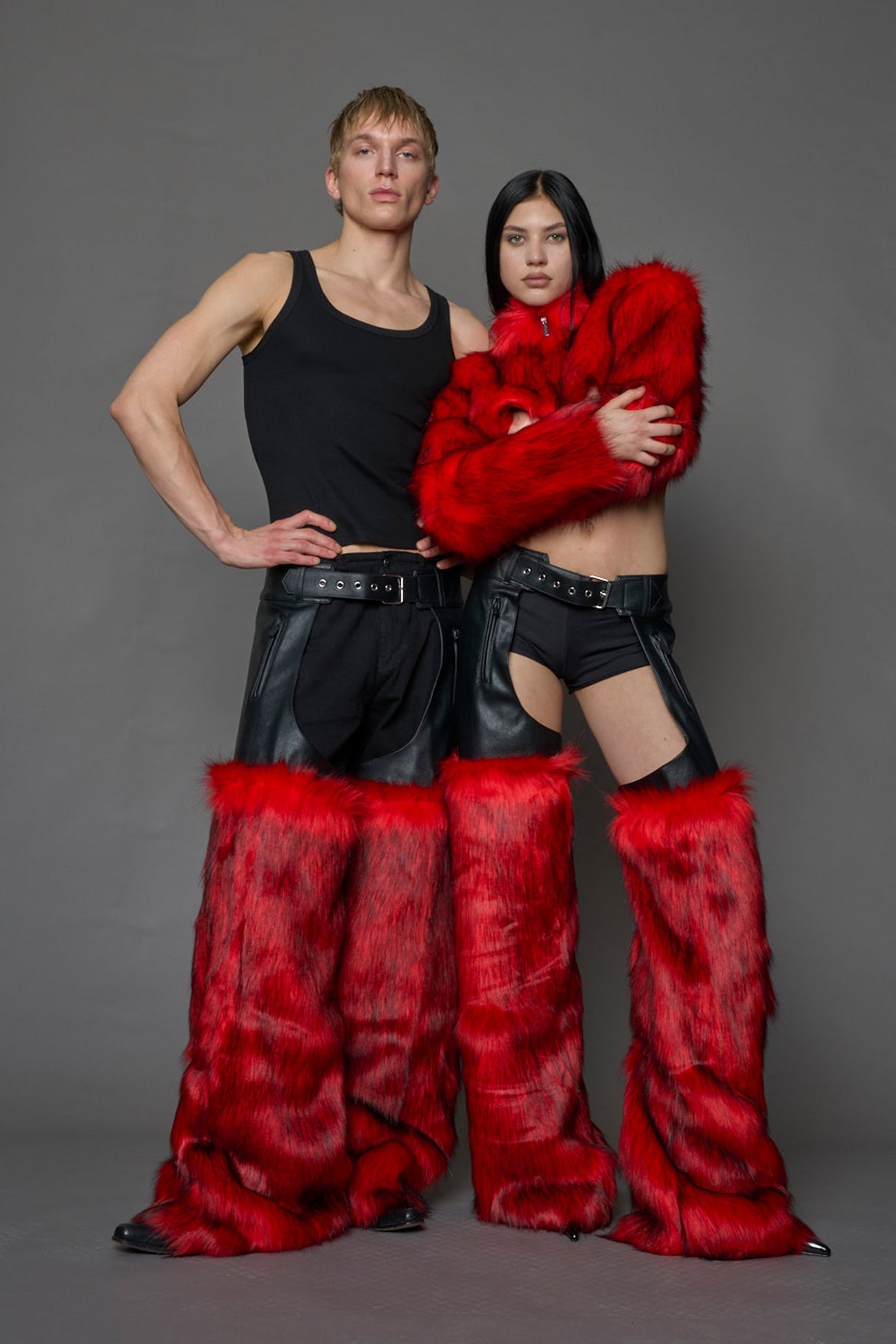 NAMILIA Vip Faux Fur Chaps - RED, xs