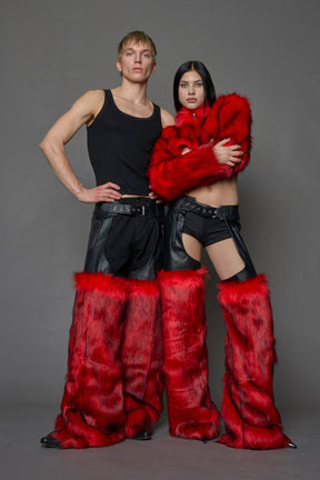 NAMILIA Vip Faux Fur Chaps - RED, xs