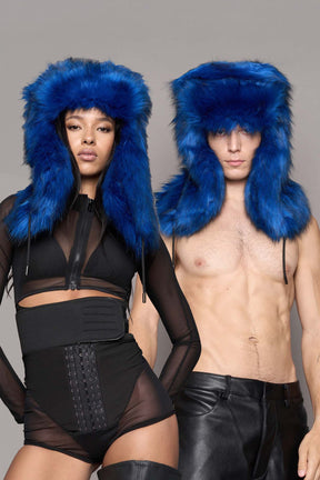 NAMILIA VIP Faux Fur Hat - Blue, s