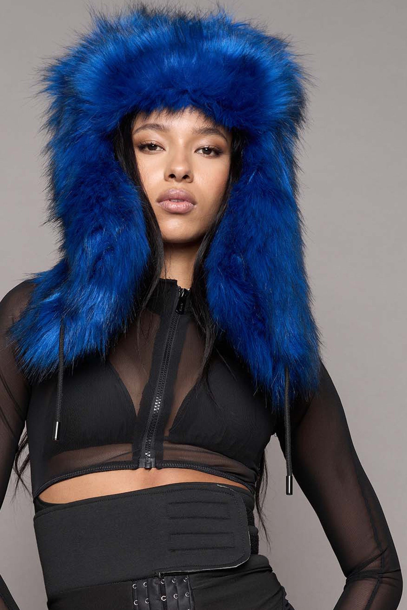 NAMILIA VIP Faux Fur Hat - Blue, s